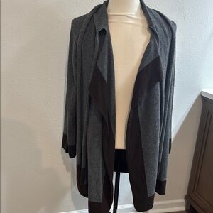 Lauren Ralph Lauren Gray and Brown Knit Cardigan Sweater